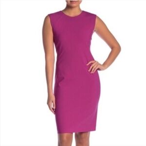 Theory Fuchsia Sleeveless Sheath Midi Dress Linen Blead  Women Size 2
